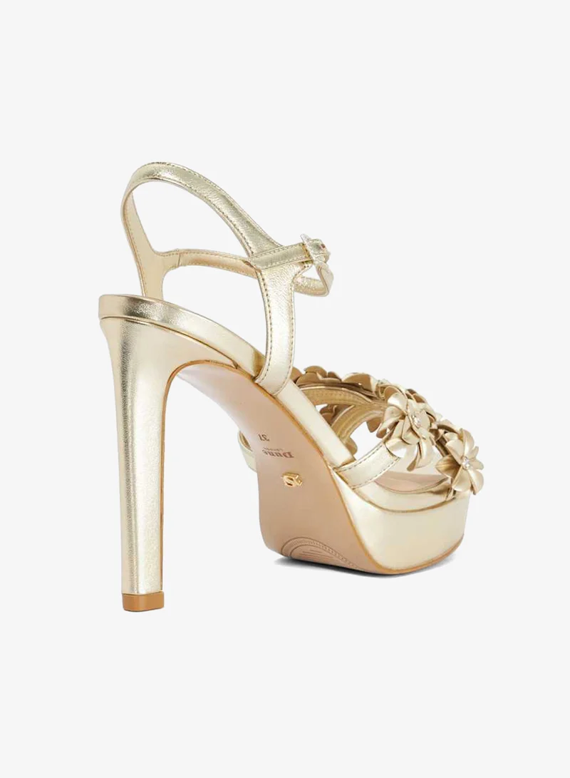 ديون لندن صنادل بكعب عالٍ بحزام للكاحل